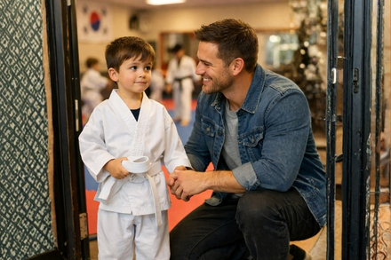 motivar a mi hijo en su primera clase de taekwondo
